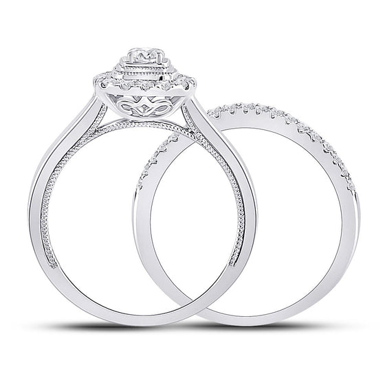 10k Two-tone Gold Round Diamond Bridal Wedding Ring Band Set 1/2 Cttw