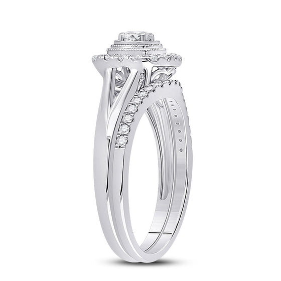 10k Two-tone Gold Round Diamond Bridal Wedding Ring Band Set 1/2 Cttw