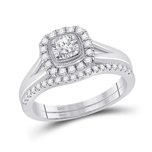  10k Two-tone Gold Round Diamond Bridal Wedding Ring Band Set 1/2 Cttw