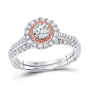 10k Two-tone Gold Round Diamond Bridal Wedding Ring Band Set 1/2 Cttw
