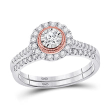  10k Two-tone Gold Round Diamond Bridal Wedding Ring Band Set 1/2 Cttw