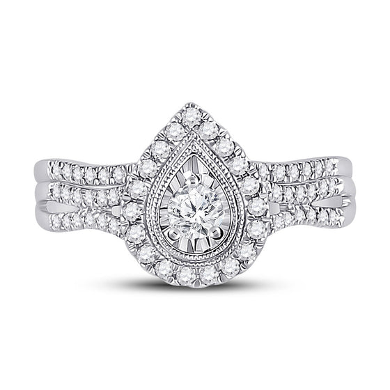 10k Two-tone Gold Round Diamond Bridal Wedding Ring Band Set 1/2 Cttw