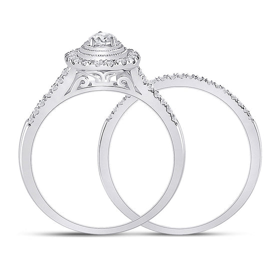 10k Two-tone Gold Round Diamond Bridal Wedding Ring Band Set 1/2 Cttw