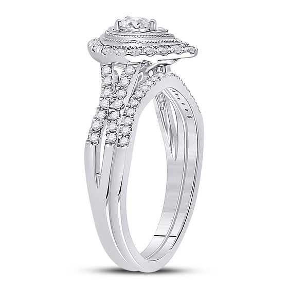 10k Two-tone Gold Round Diamond Bridal Wedding Ring Band Set 1/2 Cttw