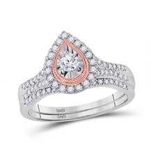  10k Two-tone Gold Round Diamond Bridal Wedding Ring Band Set 1/2 Cttw