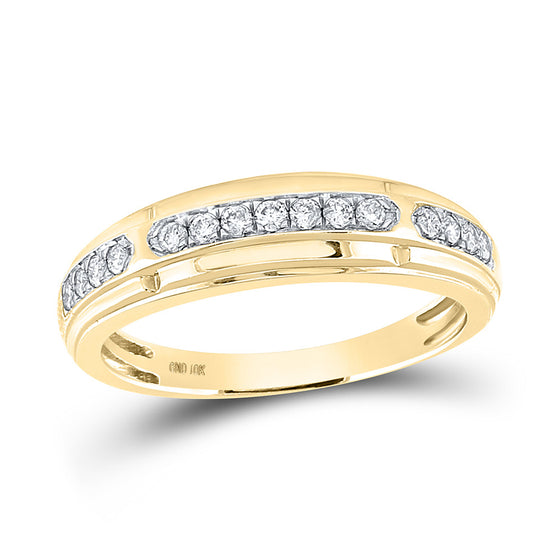 10k Yellow Gold His Hers Round Diamond Matching Wedding Set 1-1/5 Cttw