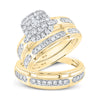 10k Yellow Gold His Hers Round Diamond Matching Wedding Set 1-1/5 Cttw