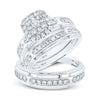 10k White Gold His Hers Round Diamond Halo Matching Wedding Set 1-1/5 Cttw
