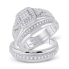 10k White Gold His Hers Round Diamond Square Matching Wedding Set 3/4 Cttw