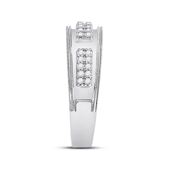 10k White Gold His Hers Round Diamond Cluster Matching Wedding Set 1-1/4 Cttw
