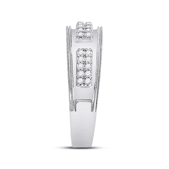 10k White Gold His Hers Round Diamond Cluster Matching Wedding Set 1-1/4 Cttw