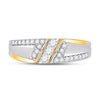 10k Two-tone Gold Mens Round Diamond 3-stone Wedding Ring 1/2 Cttw