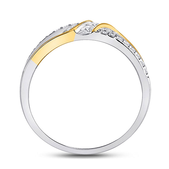 10k Two-tone Gold Mens Round Diamond 3-stone Wedding Ring 1/2 Cttw