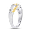 10k Two-tone Gold Mens Round Diamond 3-stone Wedding Ring 1/2 Cttw