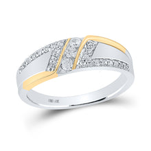  10k Two-tone Gold Mens Round Diamond 3-stone Wedding Ring 1/2 Cttw