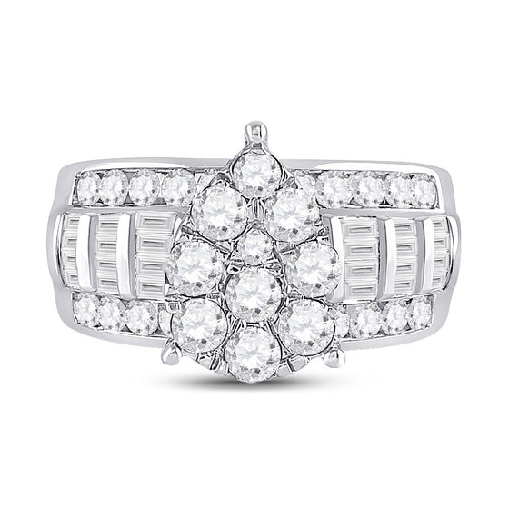 10k White Gold Round Diamond Pear Bridal Wedding Engagement Ring 2 Cttw