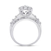 10k White Gold Round Diamond Pear Bridal Wedding Engagement Ring 2 Cttw