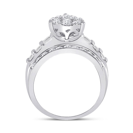 10k White Gold Round Diamond Pear Bridal Wedding Engagement Ring 2 Cttw