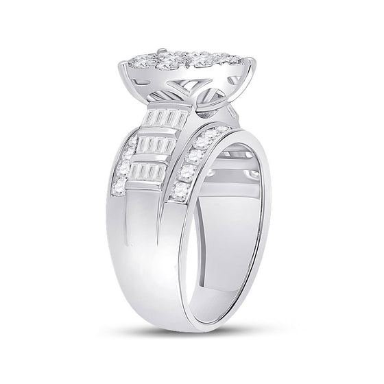 10k White Gold Round Diamond Pear Bridal Wedding Engagement Ring 2 Cttw
