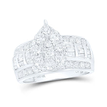 10k White Gold Round Diamond Pear Bridal Wedding Engagement Ring 2 Cttw