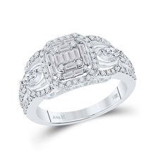  14k White Gold Baguette Diamond Square Bridal Wedding Engagement Ring 3/4 Cttw