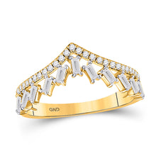  14k Yellow Gold Womens Baguette Diamond Chevron Band Ring 3/8 Cttw