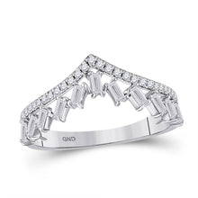  14k White Gold Womens Baguette Diamond Chevron Band Ring 3/8 Cttw