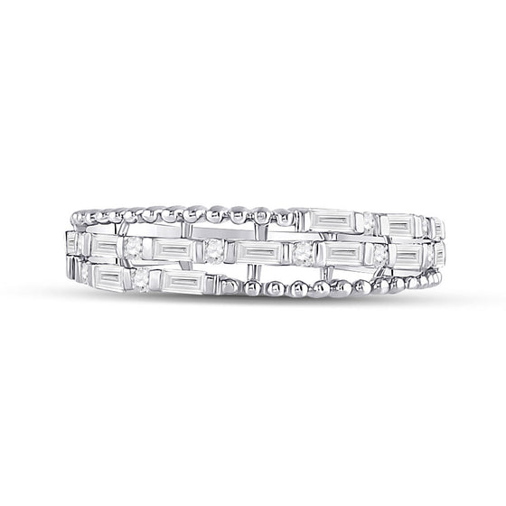 14k White Gold Womens Baguette Diamond Fashion Band Ring 3/8 Cttw