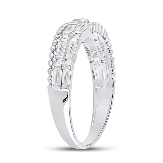 14k White Gold Womens Baguette Diamond Fashion Band Ring 3/8 Cttw