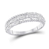 14k White Gold Womens Baguette Diamond Fashion Band Ring 3/8 Cttw