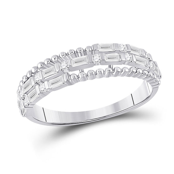 14k White Gold Womens Baguette Diamond Fashion Band Ring 3/8 Cttw