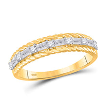  14k Yellow Gold Womens Baguette Diamond Anniversary Band Ring 1/3 Cttw