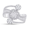 14k White Gold Womens Baguette Diamond Flower Cluster Ring 1 Cttw