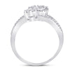 14k White Gold Womens Baguette Diamond Flower Cluster Ring 1 Cttw