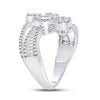 14k White Gold Womens Baguette Diamond Flower Cluster Ring 1 Cttw