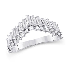  14k White Gold Womens Baguette Diamond Chevron Band Ring 5/8 Cttw