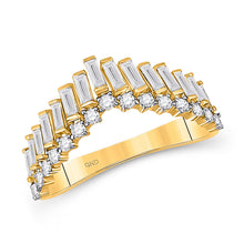  14k Yellow Gold Womens Baguette Diamond Chevron Band Ring 5/8 Cttw