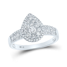  14k White Gold Round Diamond Cluster Bridal Wedding Engagement Ring 3/4 Cttw