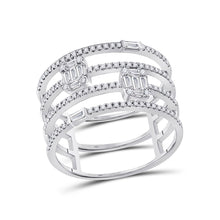  14k White Gold Womens Round Diamond Cluster Fashion Ring 3/8 Cttw