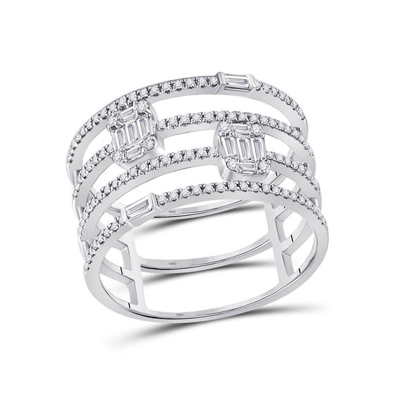 14k White Gold Womens Round Diamond Cluster Fashion Ring 3/8 Cttw