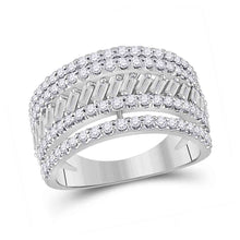  14k White Gold Womens Baguette Diamond Anniversary Ring 1 Cttw