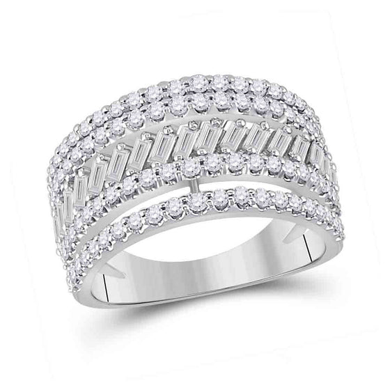 14k White Gold Womens Baguette Diamond Anniversary Ring 1 Cttw