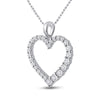 14k White Gold Womens Round Diamond Outline Heart Pendant 1/6 Cttw