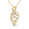 14k Yellow Gold Womens Round Diamond Heart Pendant 1/6 Cttw