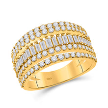  14k Yellow Gold Womens Baguette Diamond Modern Cocktail Band Ring 1 Cttw