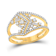  14k Yellow Gold Womens Baguette Diamond Scattered Negative Space Band Ring 3/8 Cttw
