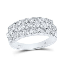  14k White Gold Womens Round Diamond 3-Row Anniversary Ring 1 Cttw