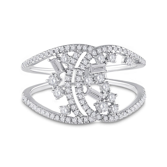 14k White Gold Womens Round Diamond Scattered Fashion Ring 1/2 Cttw