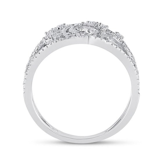 14k White Gold Womens Round Diamond Scattered Fashion Ring 1/2 Cttw