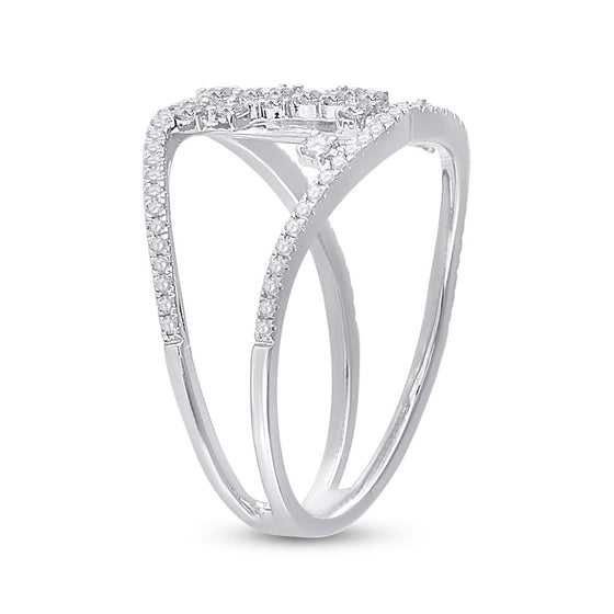 14k White Gold Womens Round Diamond Scattered Fashion Ring 1/2 Cttw